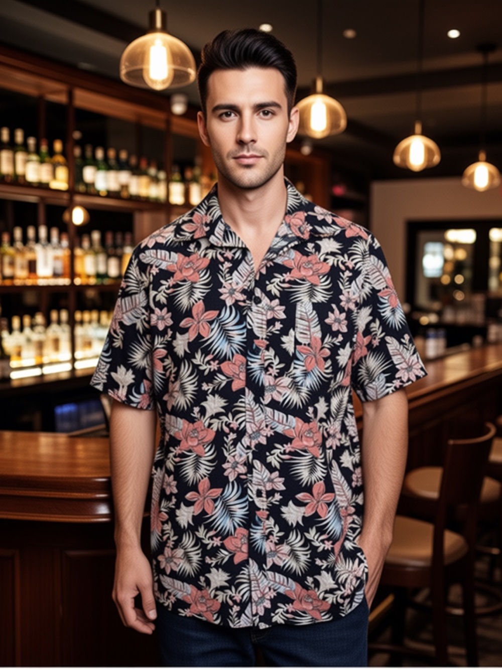 Apt. 9 Men's Floral Hawaiian Short Sleeve Button-Down Shirt, Size XL